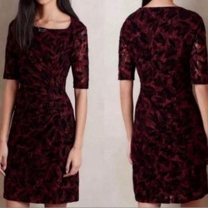 Brand New Anthropologie Maeve Wine & Black Lace Dress - Size 2P